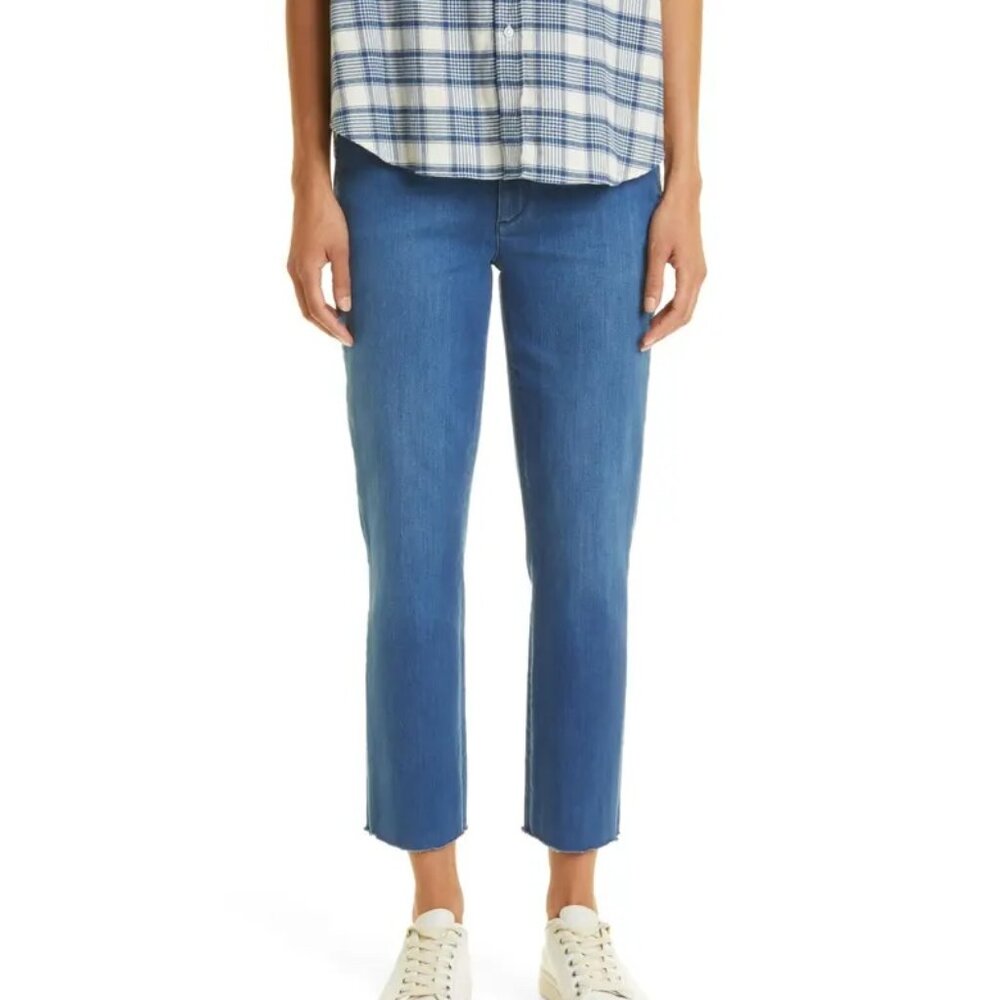 Frank & Eileen Wicklow Italian Denim Crop Chinos in Blue Denim